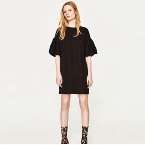 EUC Zara Trafulac Black Ruffle Shift Dress